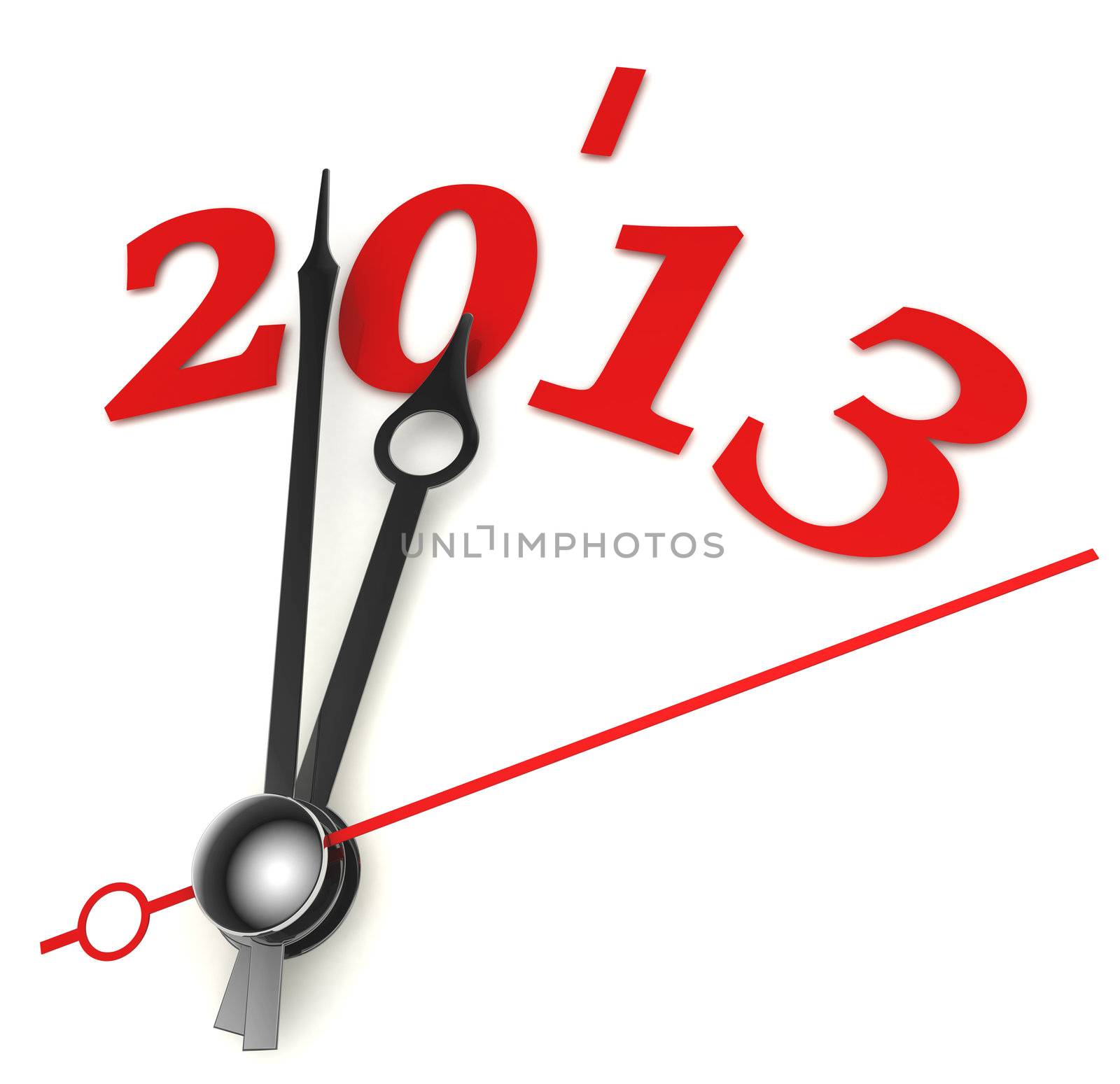 new year 2013 concept clock closeup on whte background