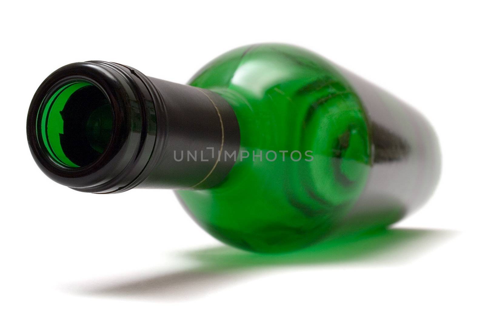 Empty wine bottle isolated on a white background.