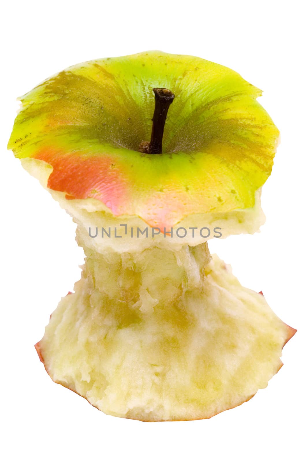 Eaten apple isolated on a white background. File contains clipping path.