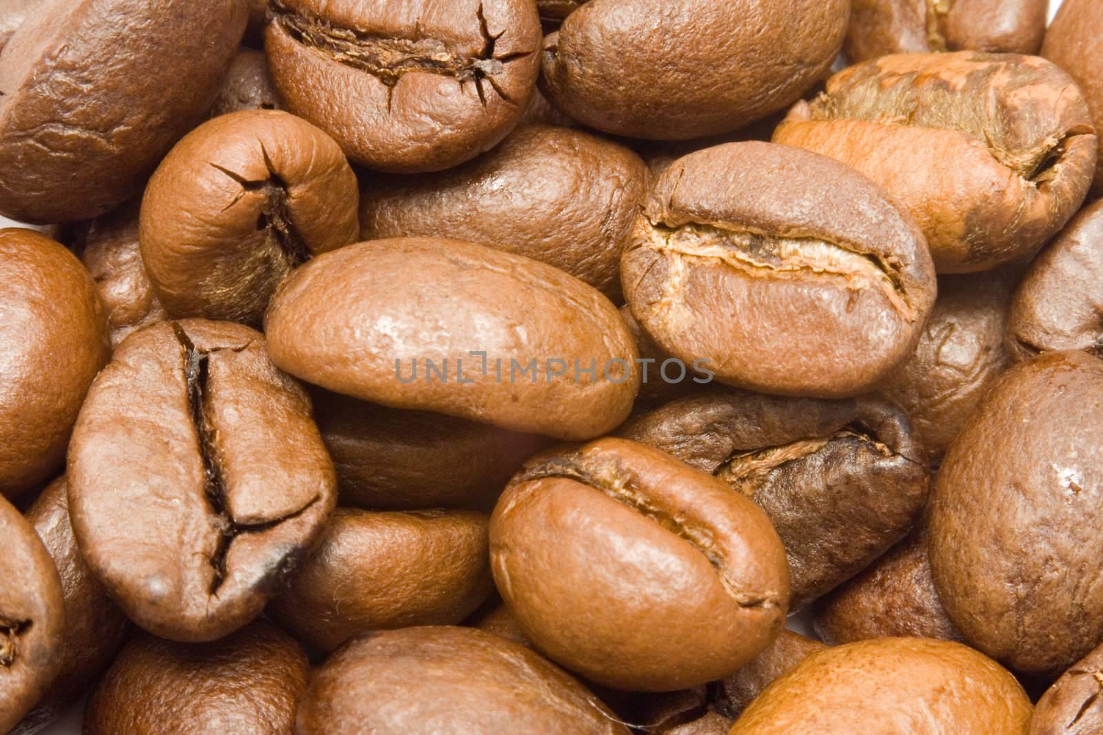 Heap of coffee beans texture.