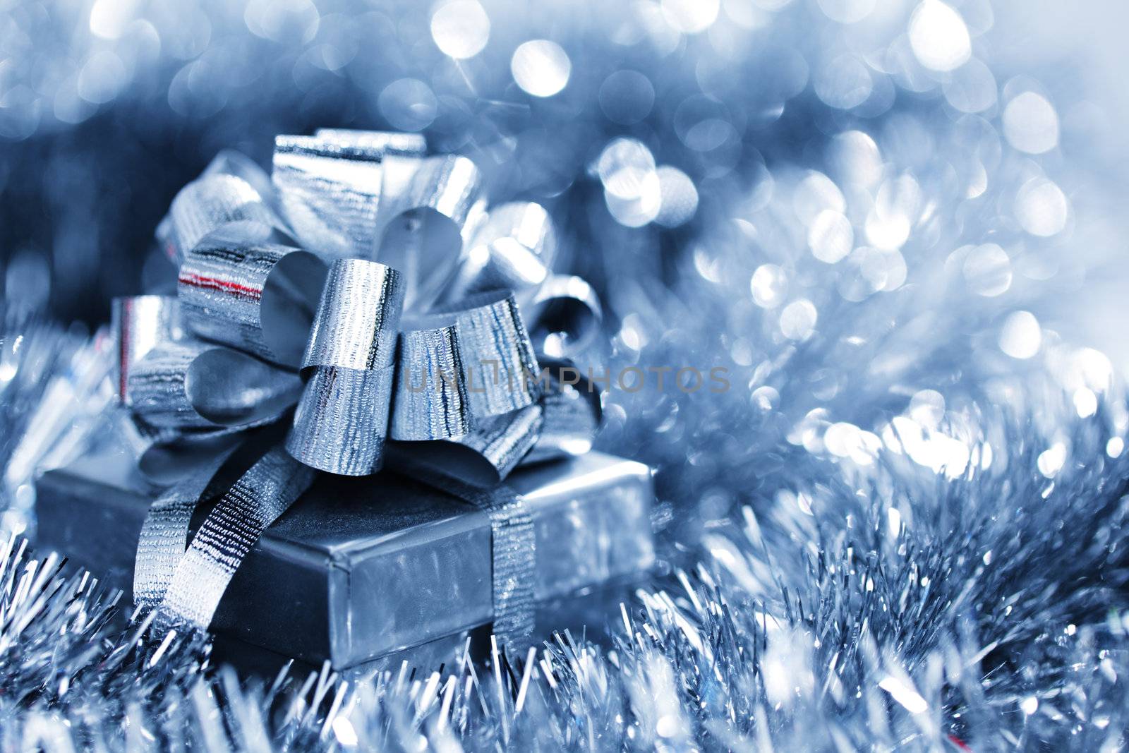 blue christmas card macro close up