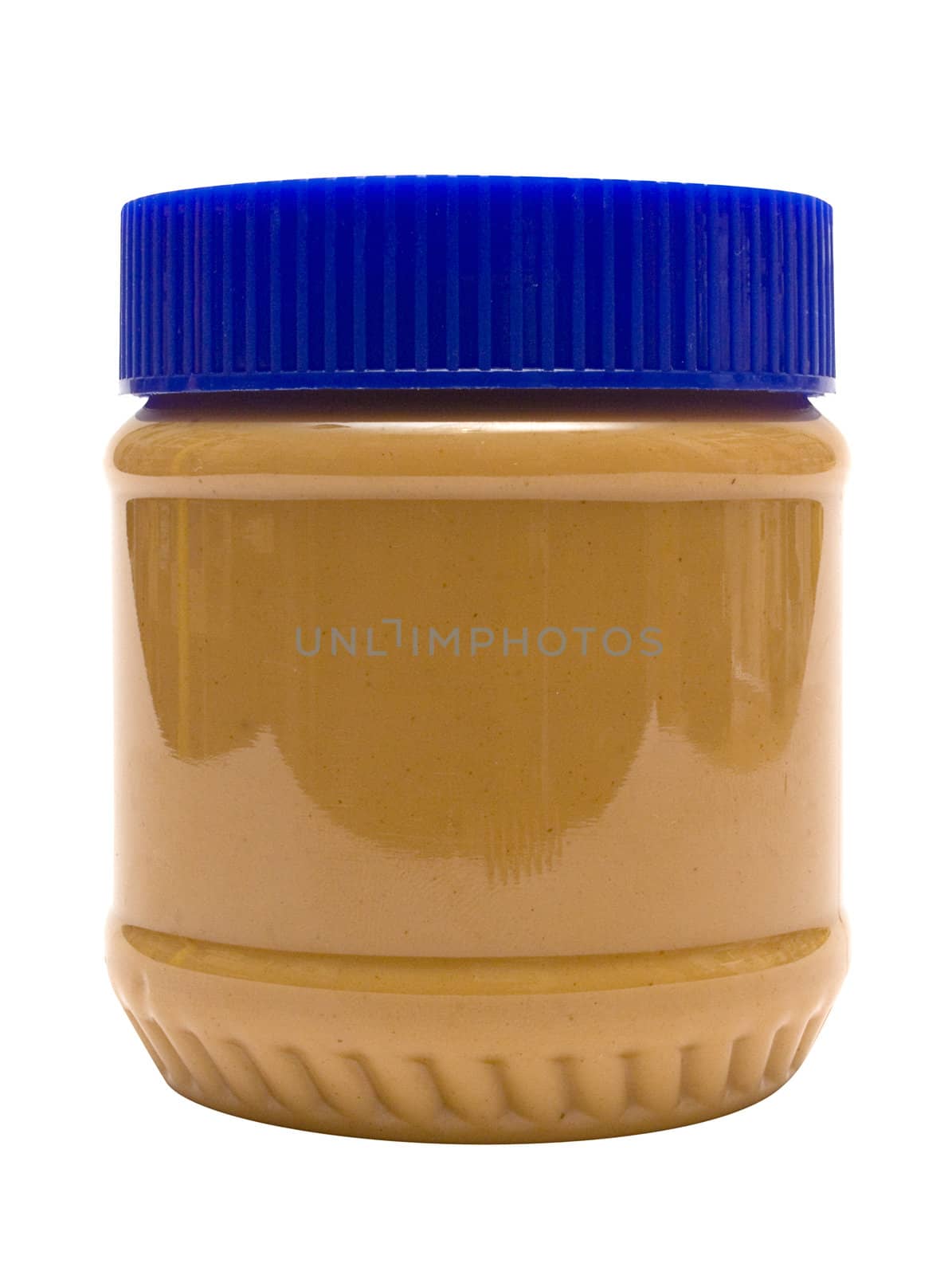 Closed glass of peanut butter isolated on a white background. File contains clipping path.