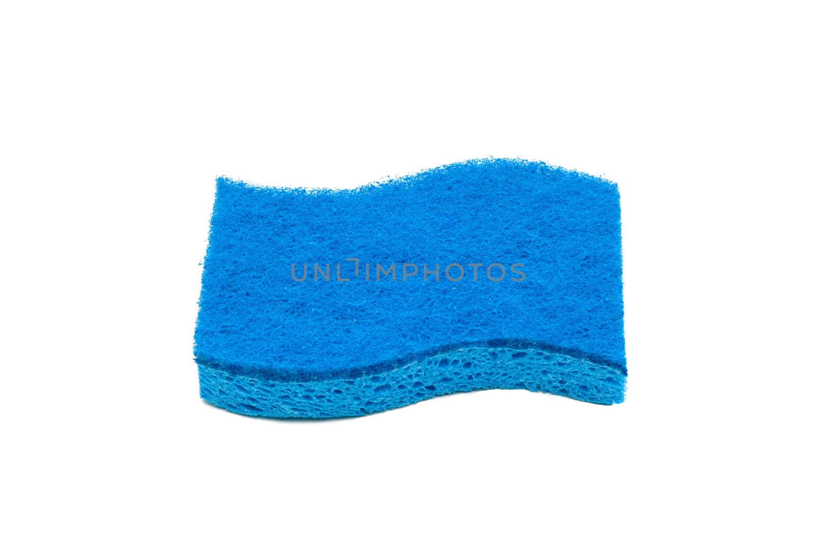 Blue sponge isolated on white.