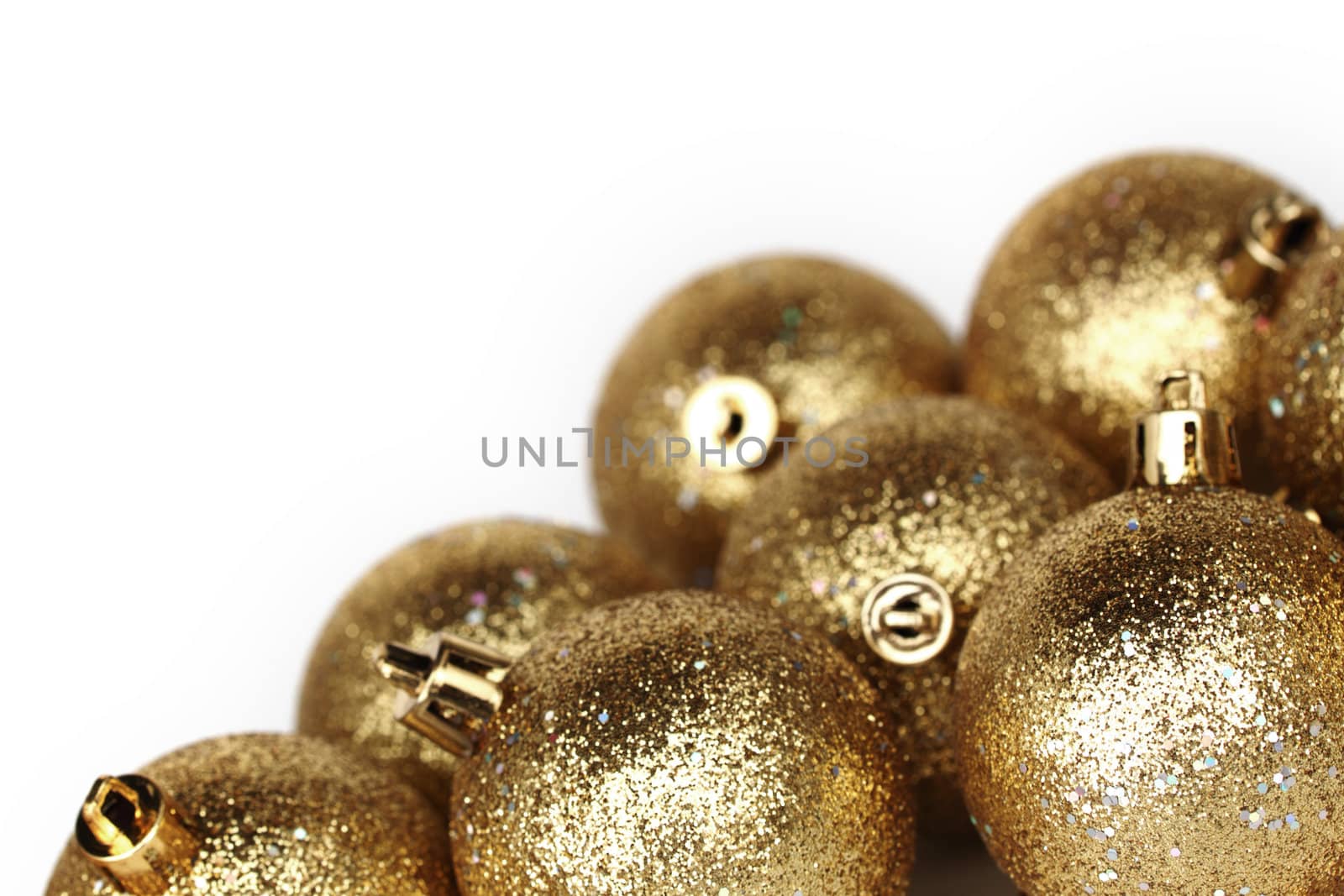 golden christmas ball isolated on white