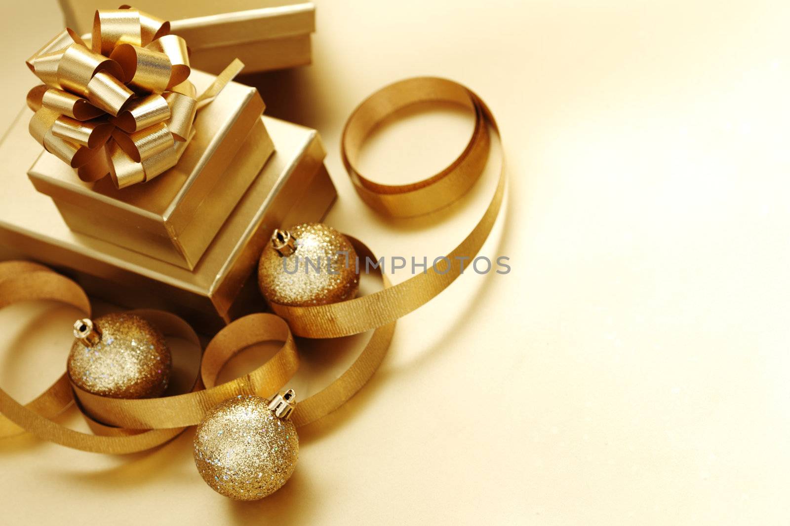 golden christmas background gifts ball