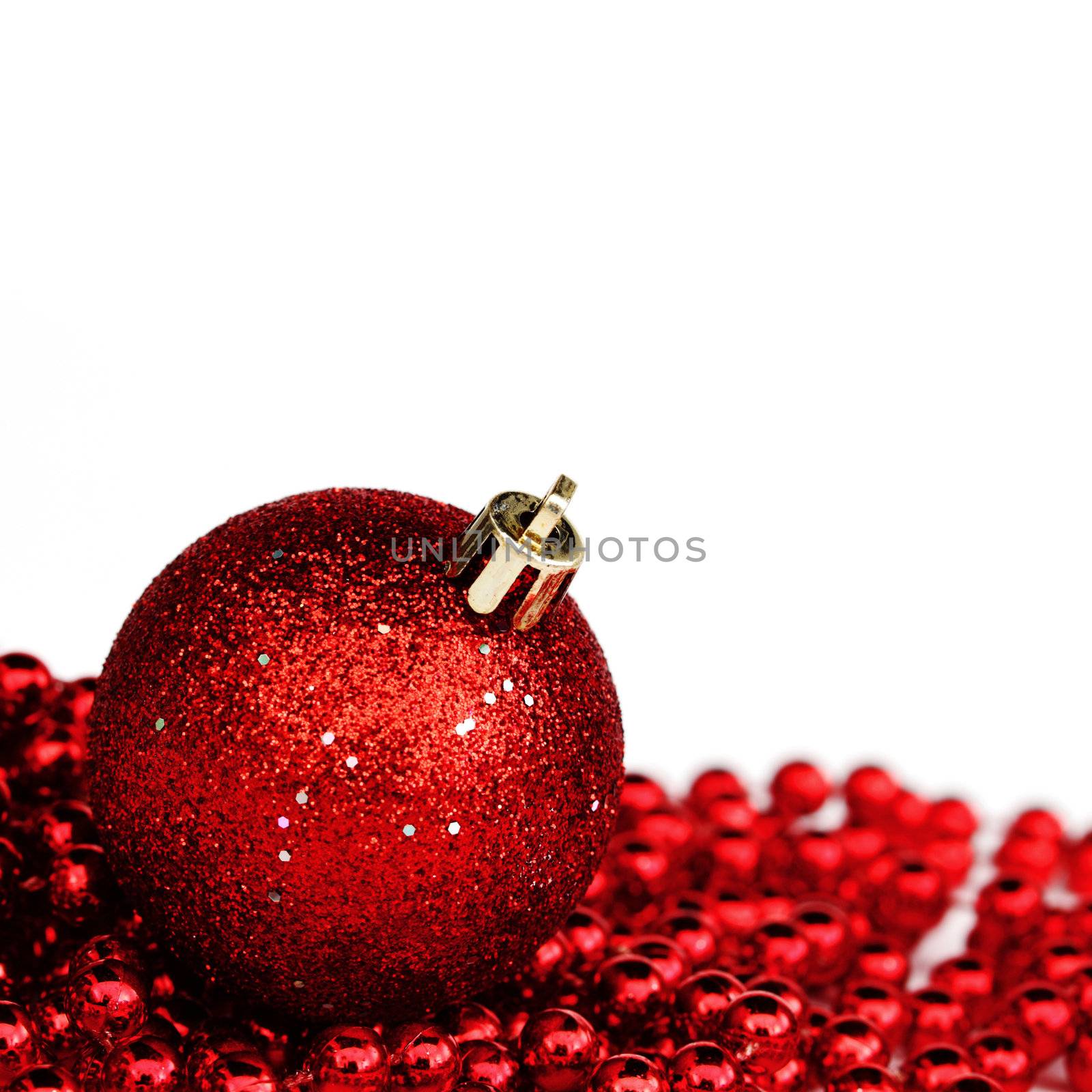 red christmas ball isolated on white background