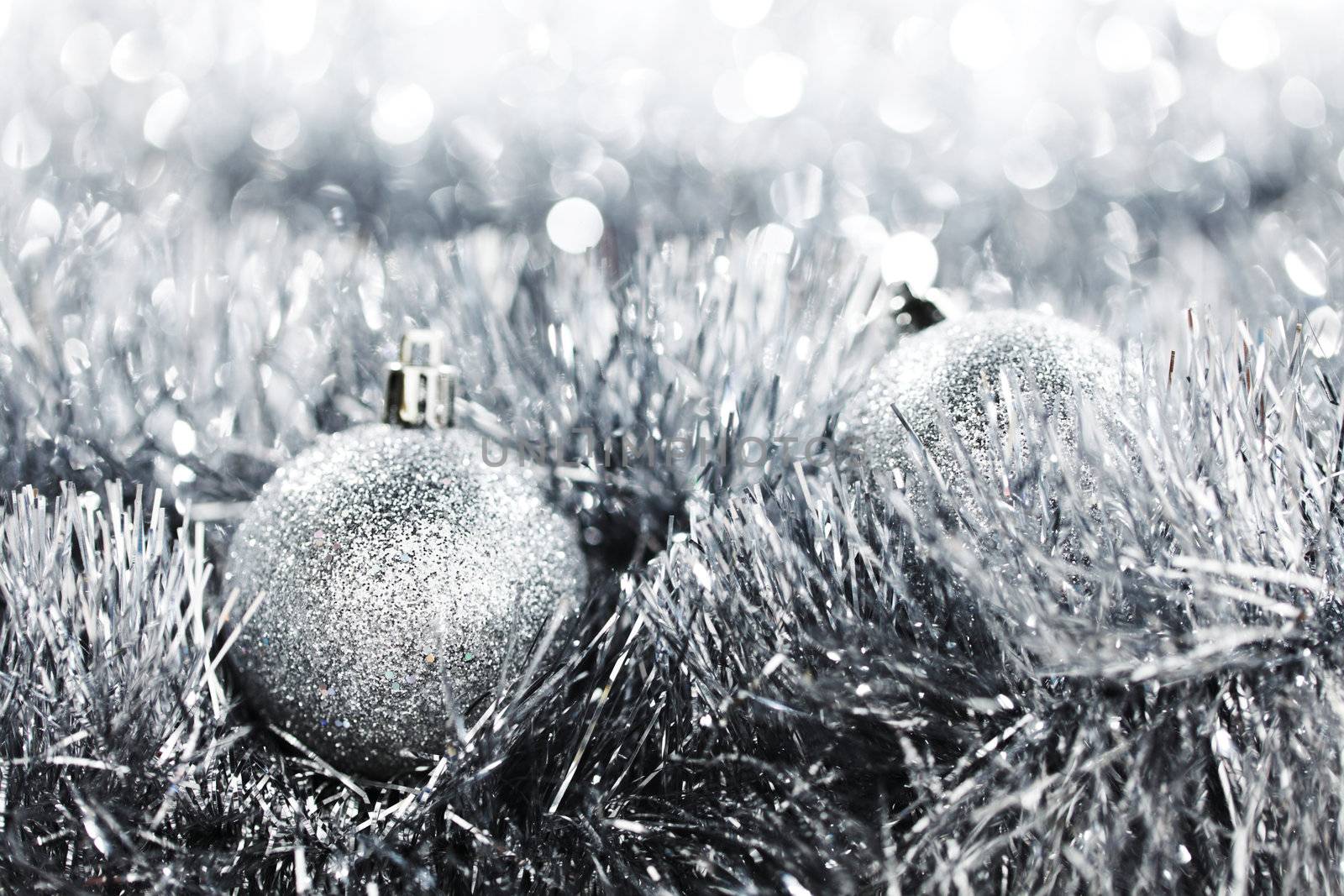 silver christmas ball on christmas background