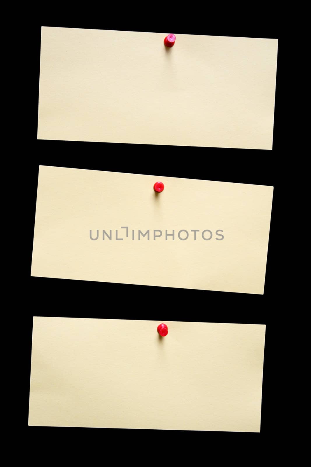 Blank notes pinned to a black background. File contains clipping path.