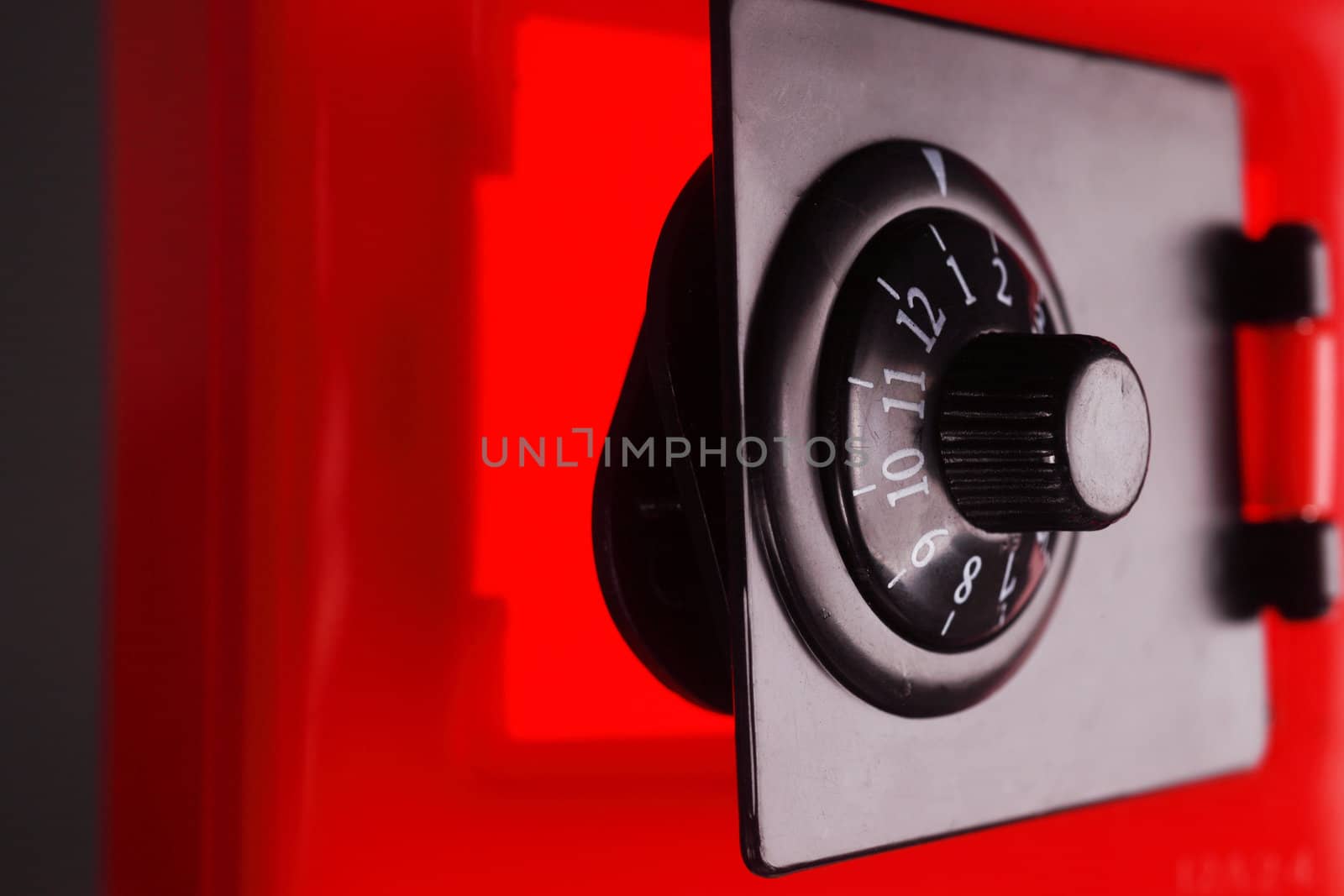 stock image close up of the red color safe 