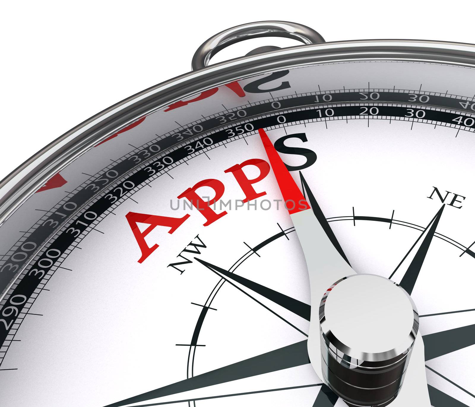 apps the way indicated by compass conceptual image.clipping path included