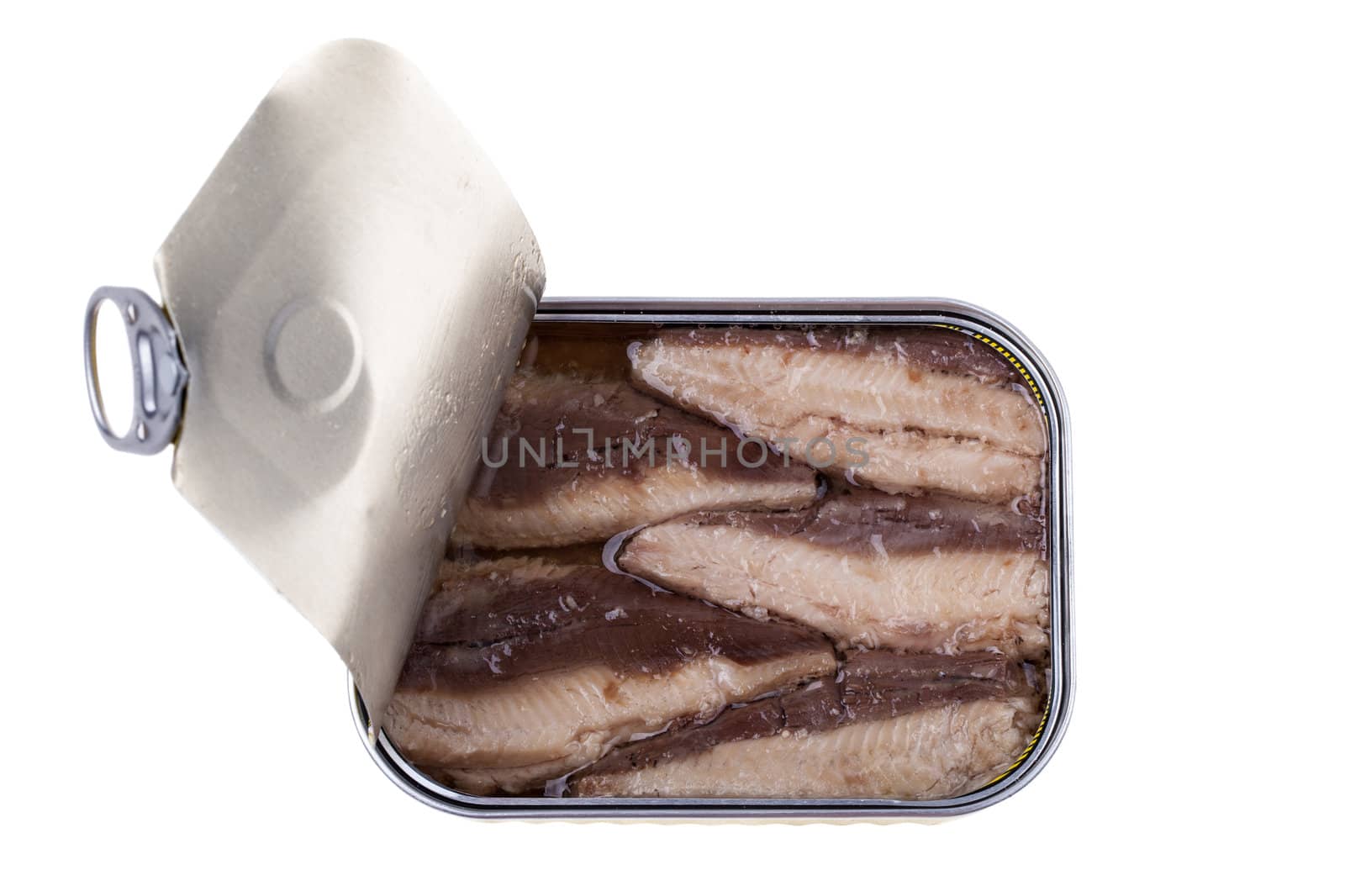 Macro shot of Mackerel Fillets in a tin