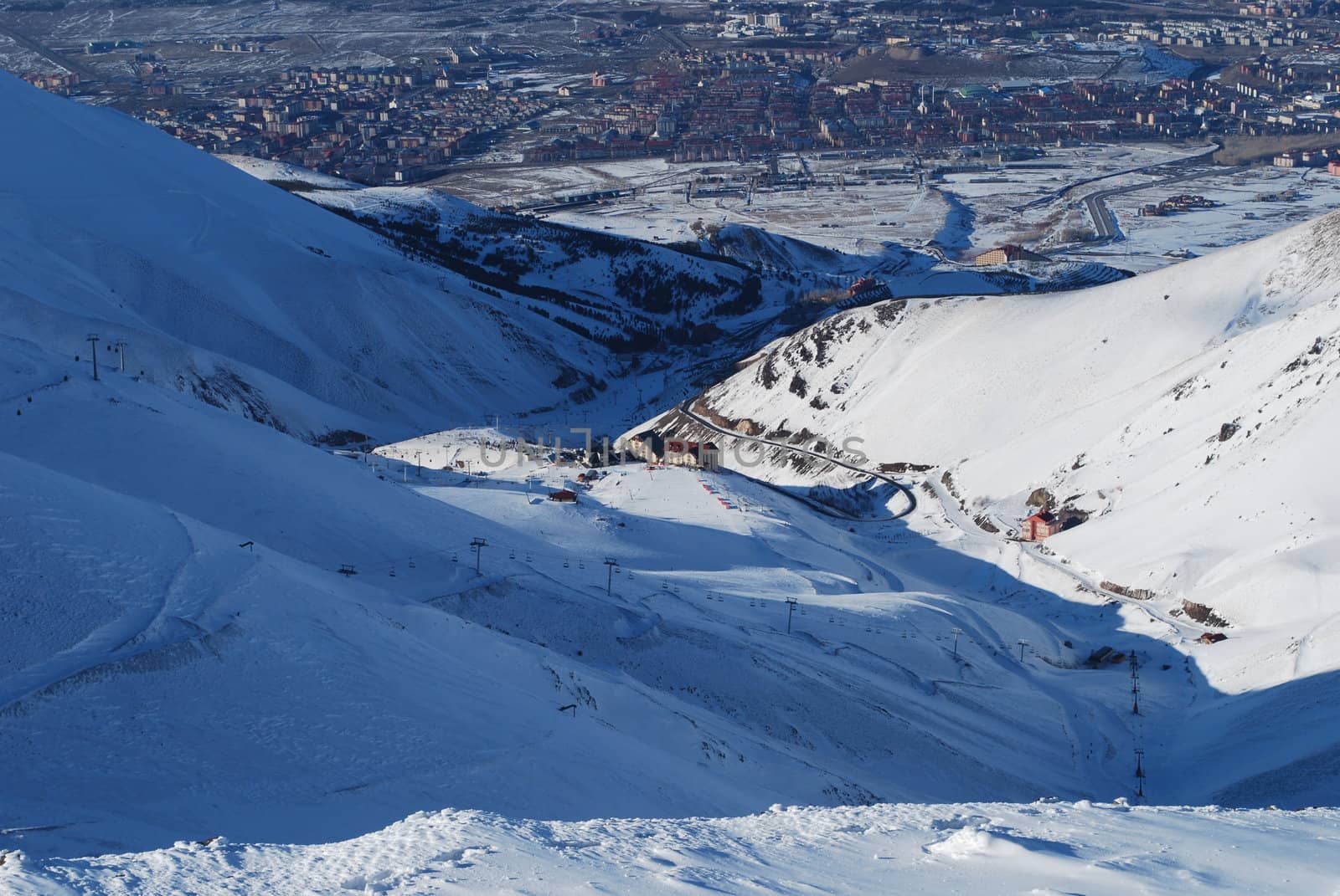 ski resort and  snow mountains in Turkey Palandoken Erzurum