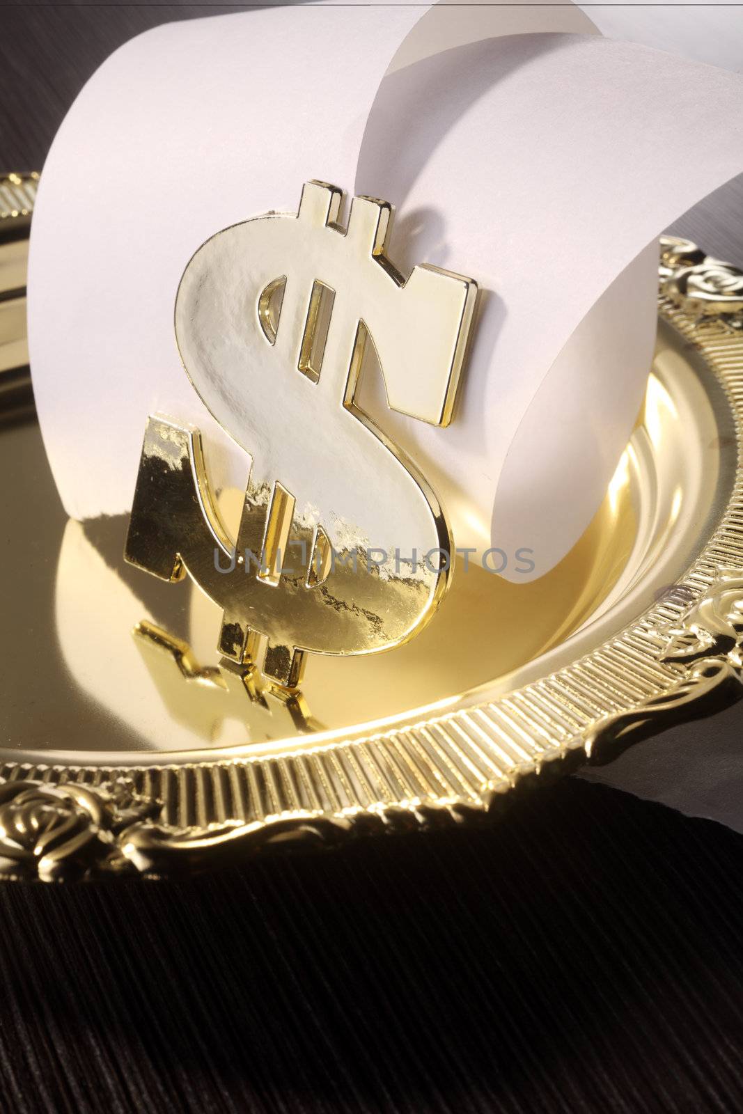 stock image of the dollar sign and roll of paper