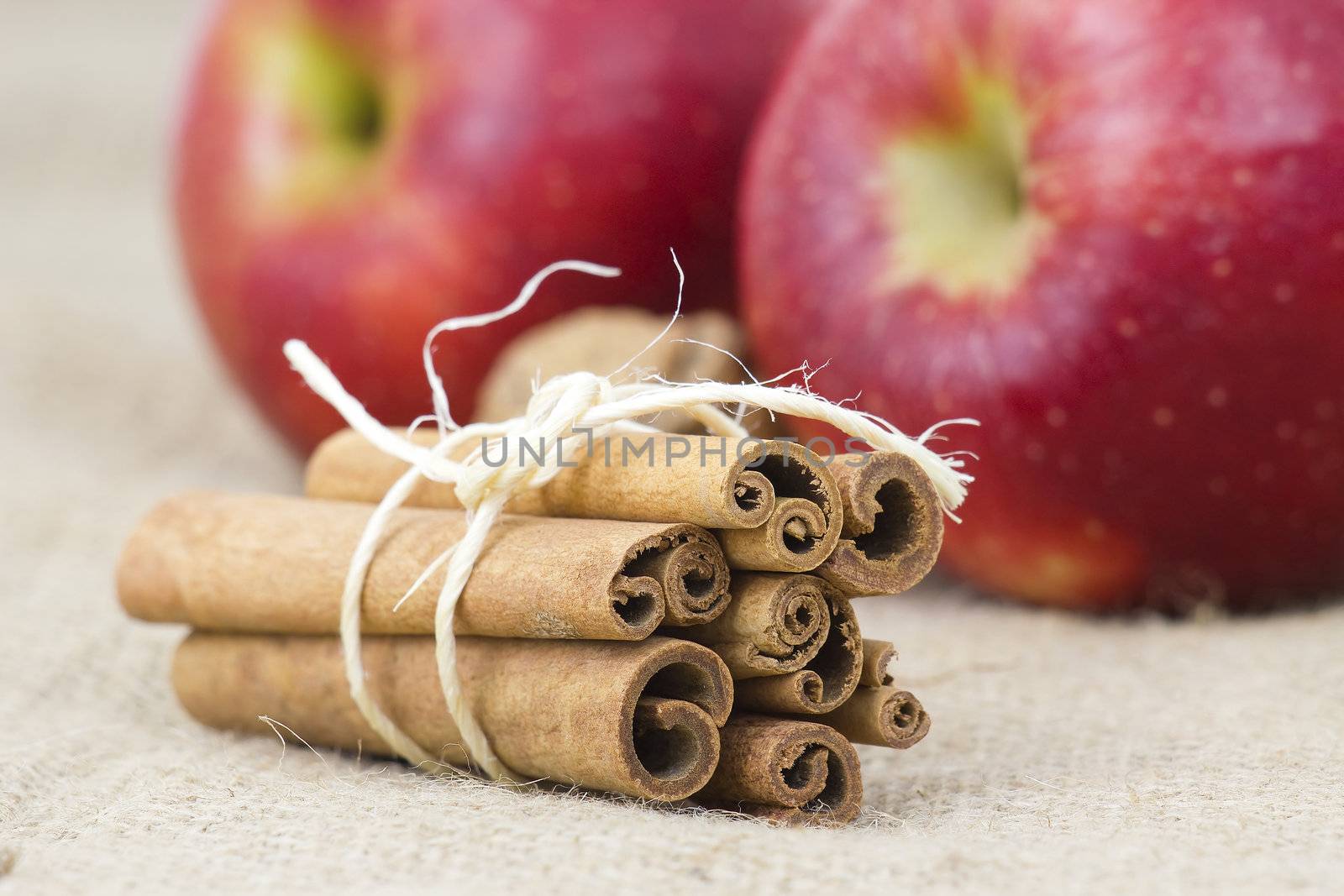 cinnamon sticks and apples