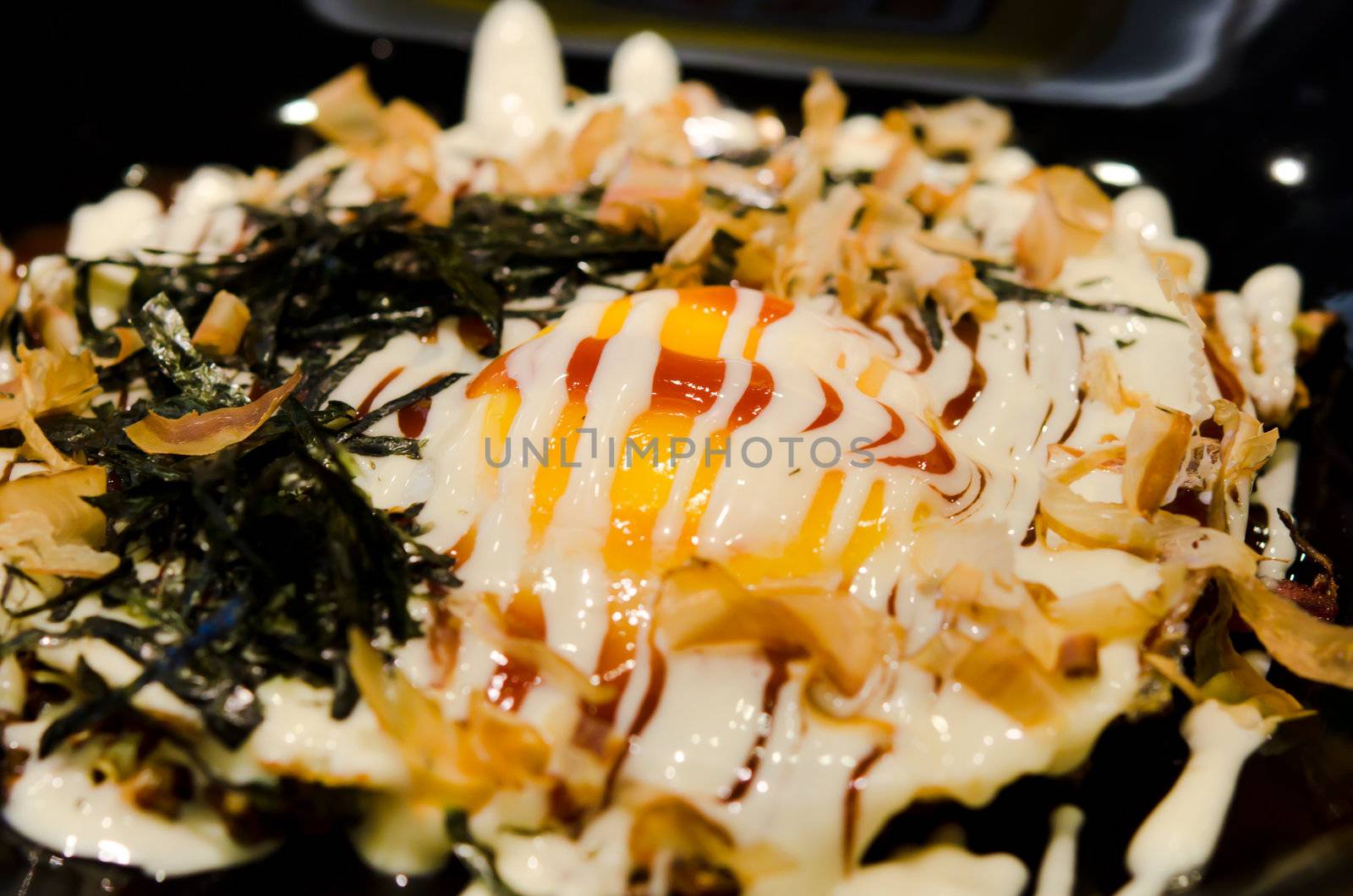 Japan food  Okonomiyaki is japanese pizza