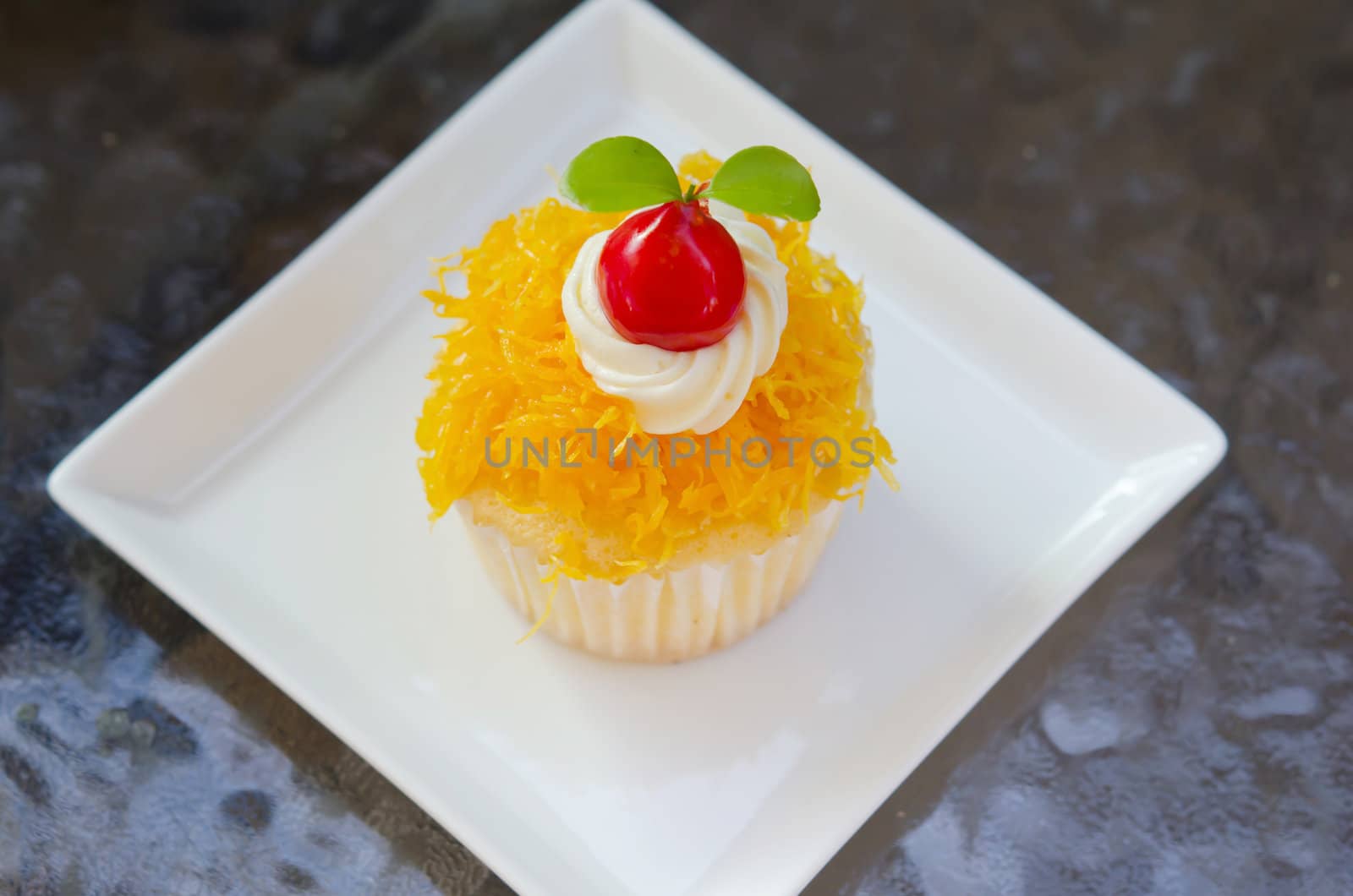 top view  thai dessert or call it " cake foi thong"