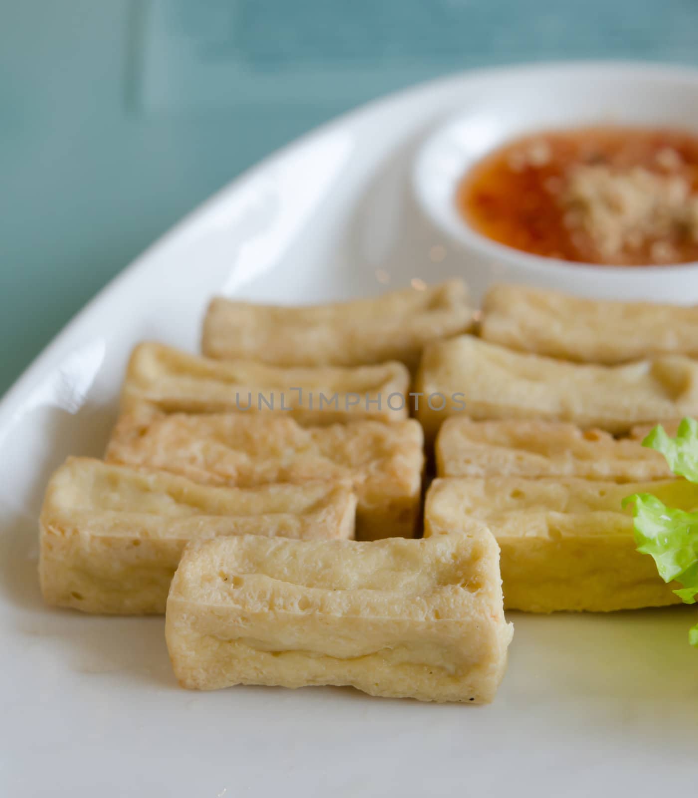 deep fried tofu and fresh vegetable 