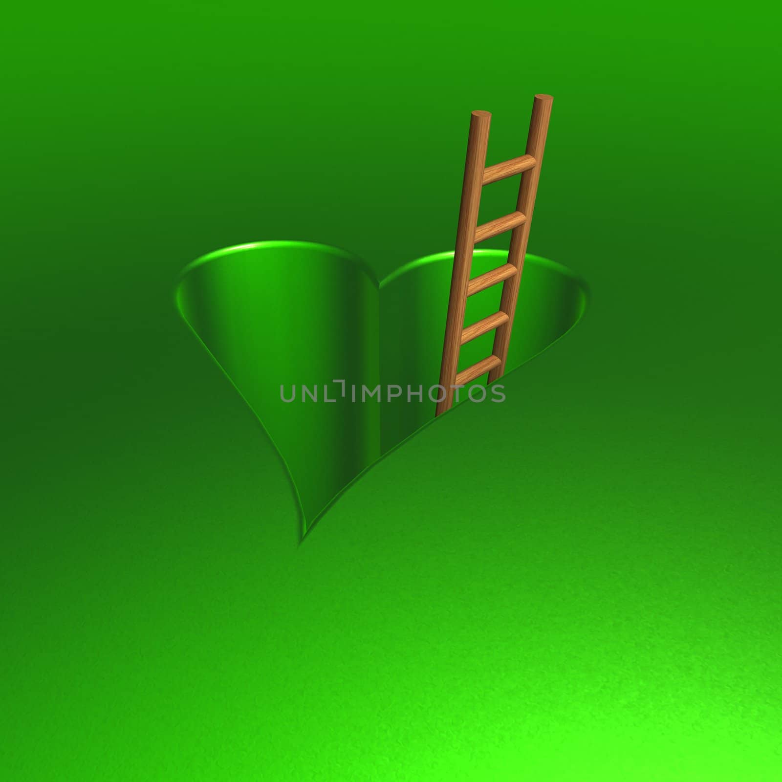 heart-shaped hole and ladder - 3d illustration