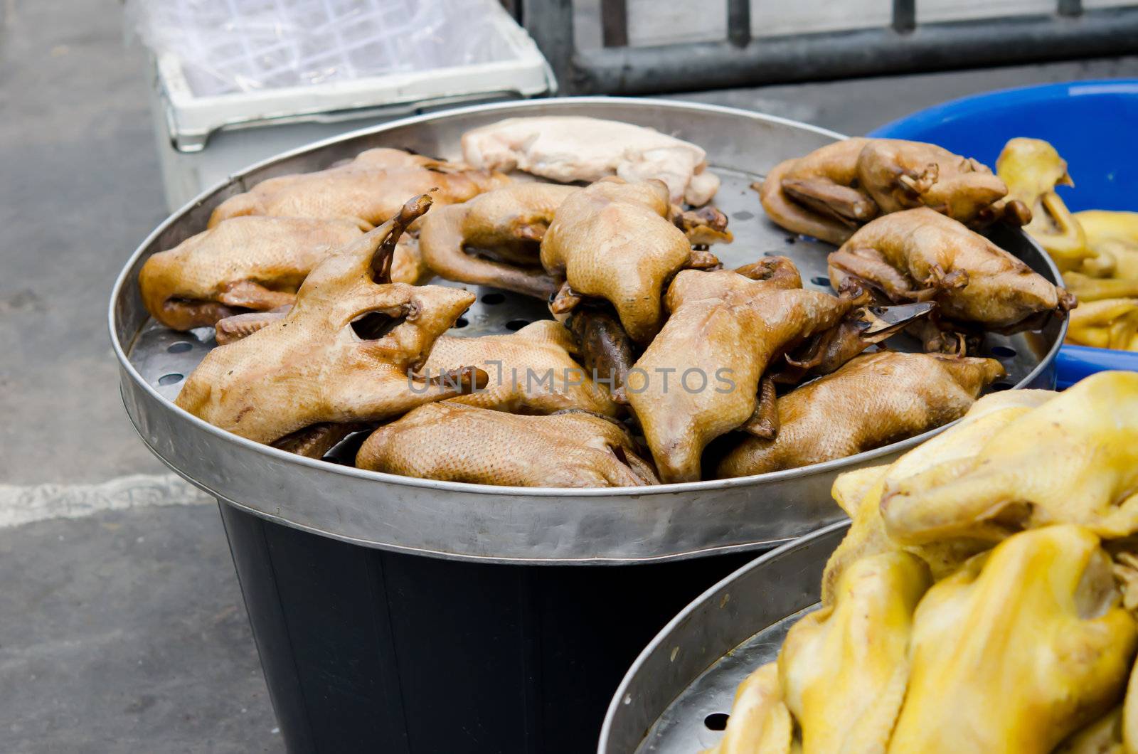 Stewed duck in the stainless pot , thailand market