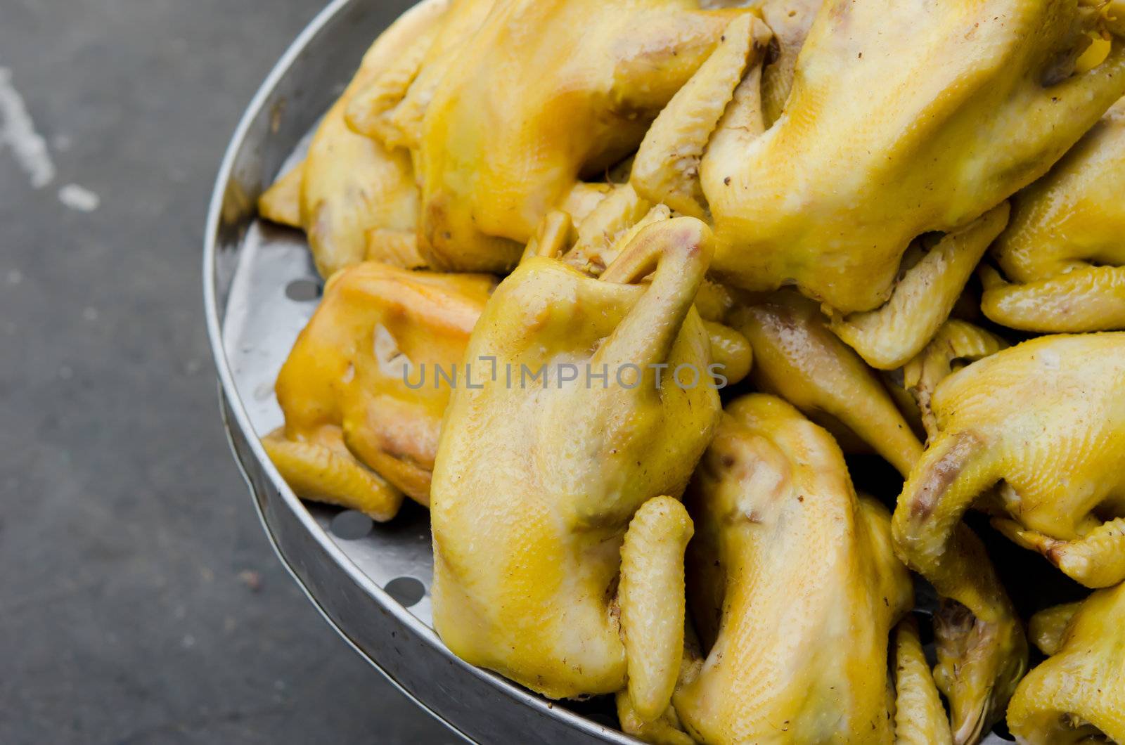 Stewed chicken in  street food , market of Thailand , 