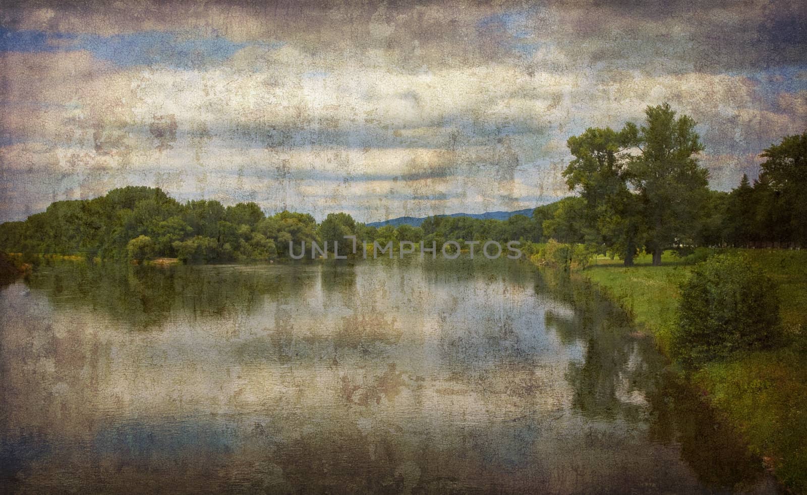 River Vah, Piestany, Slavakia. Artwork made of more of my captures to give a retro look.