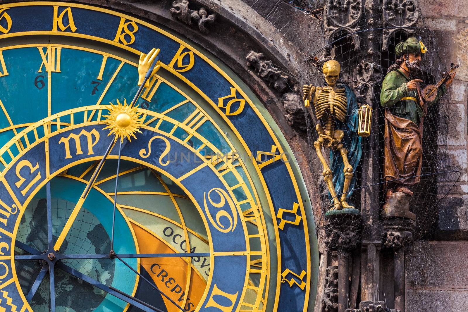 Detail of the Prague Astronomical Clock (Orloj) in the Old Town of Prague