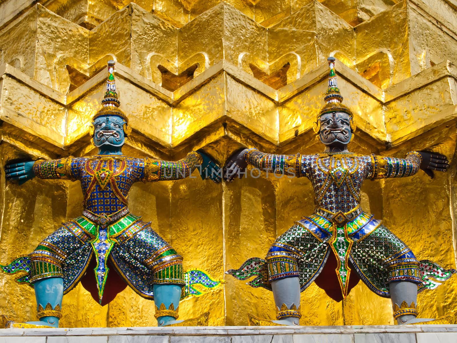 Thai Giant stucco in the Grand Palace Bangkok Thailand