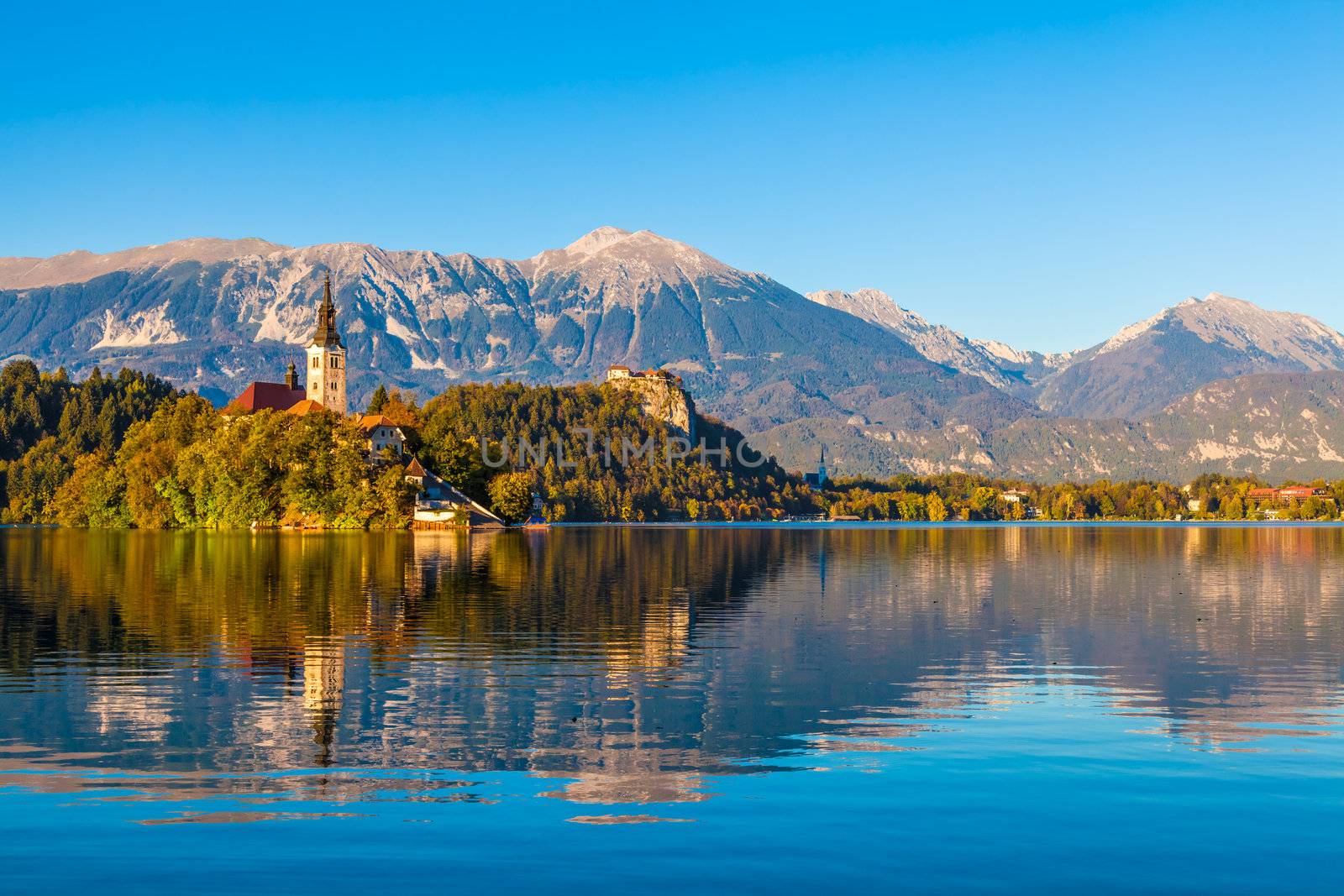 Lake Bled in Slovenia with the Church and the Castle
