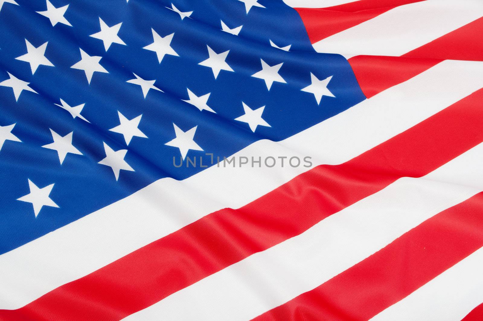 Closeup of Glossy Flag of United States of America - US Flag Drapery