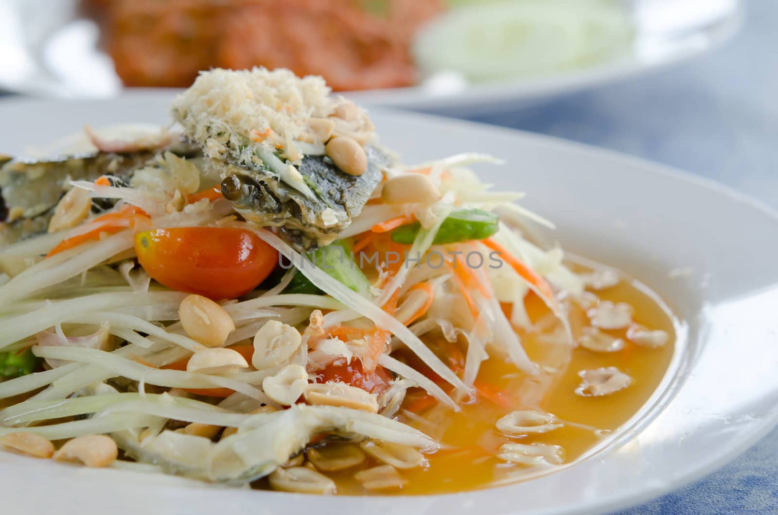 favorite thai food, papaya spicy salad with crabs