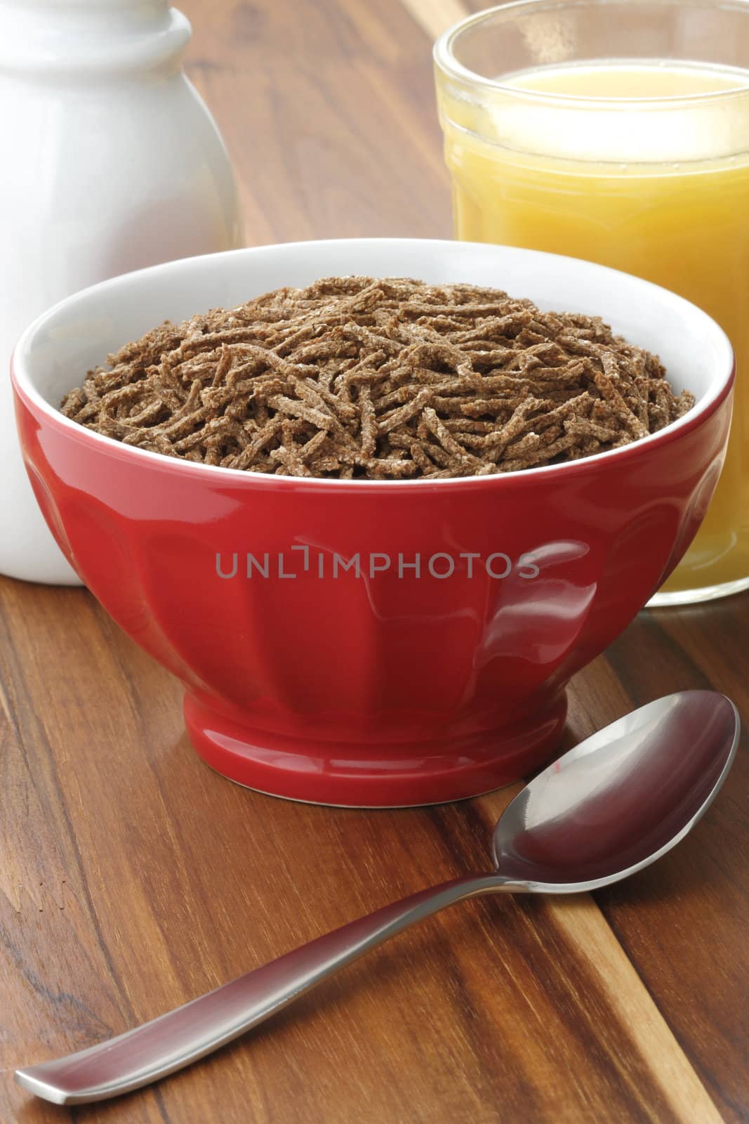 Delicious and nutritious cereal, high in bran, high in fiber, served in a beautiful  French Cafe au Lait Bowl with wide rims. In place of handles. This healthy bran cereal will be an aid to digestive health.