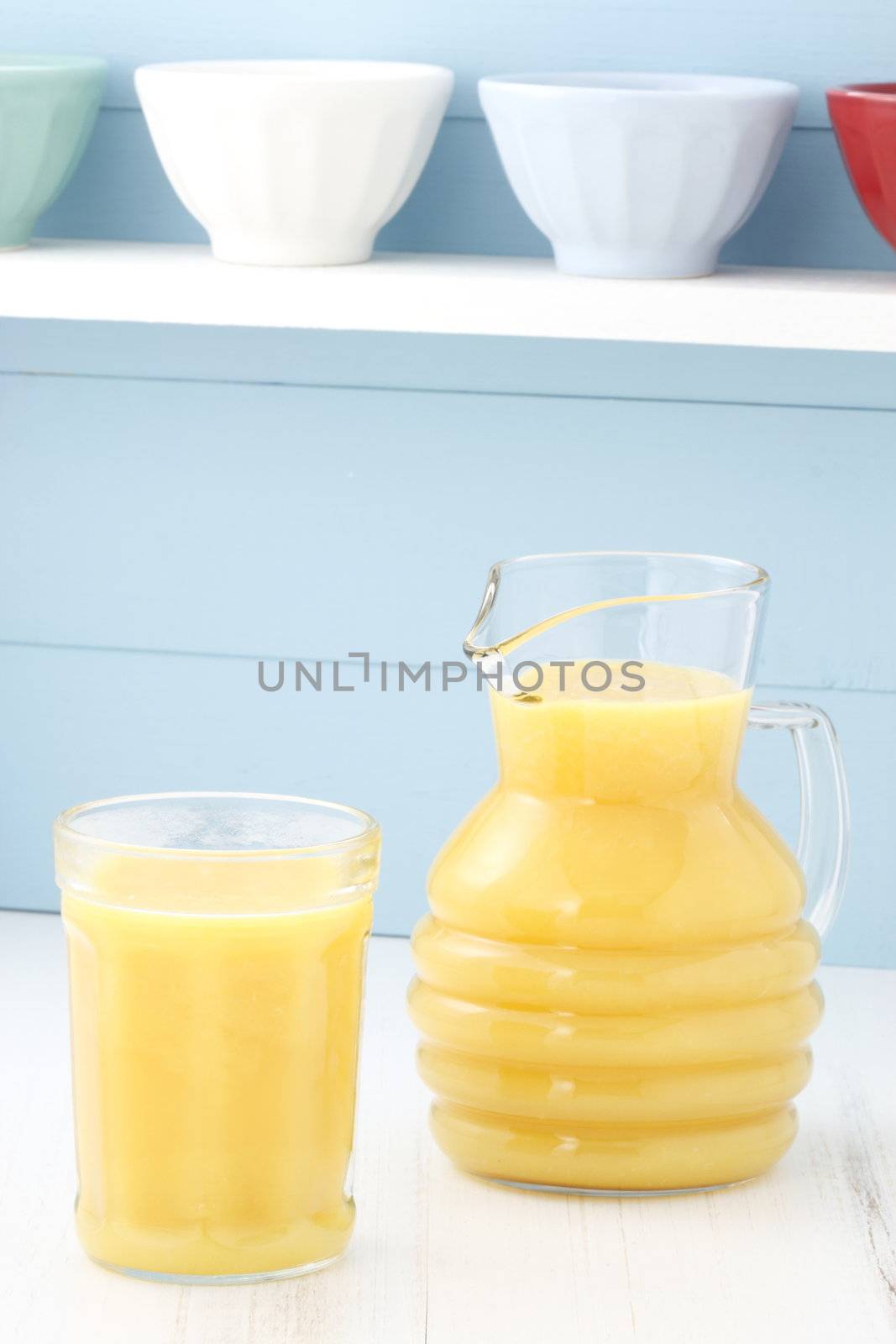 Fresh squeezed orange juice made by extraction from the most sweet and delicious fresh fruit.