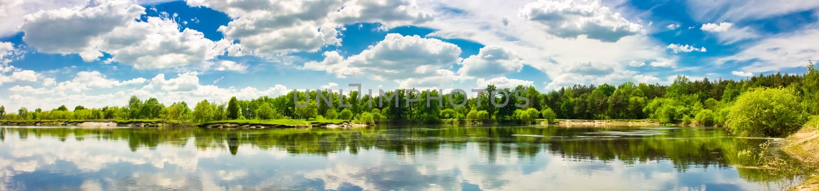 Sky and clouds reflection on Lake