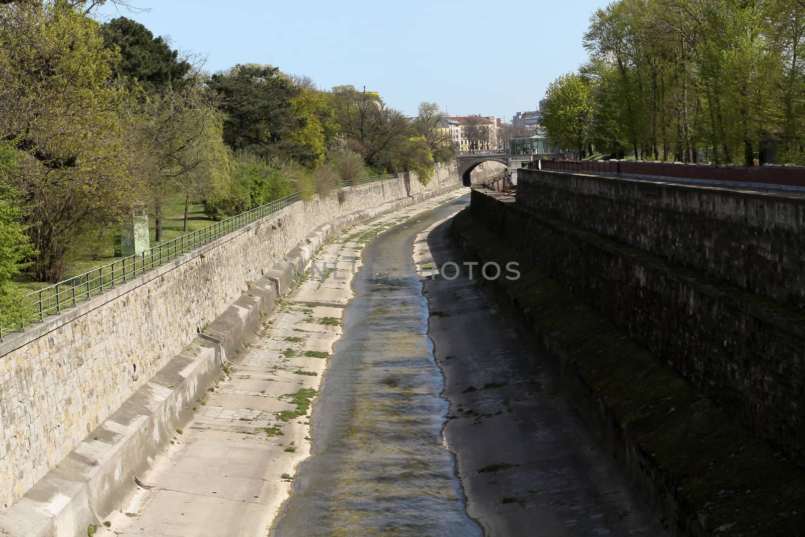 A river in Vienna being very low