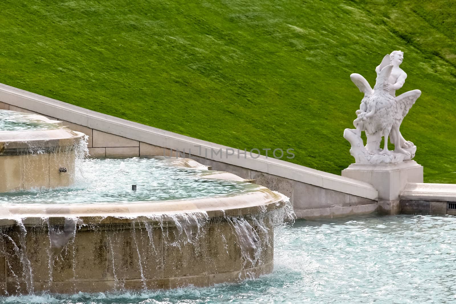 An overflowing fountain in castle Belvedere, Vienna, Austria