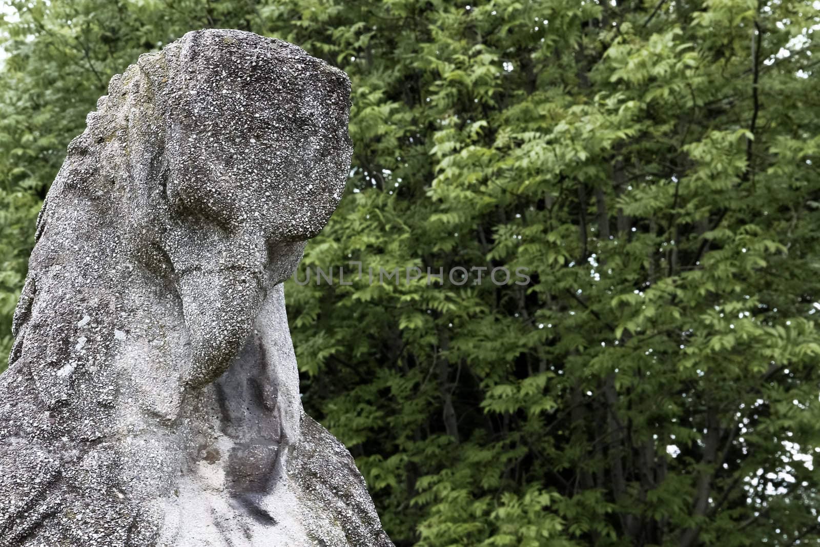 A bird-statue made out of stone on a grave in Vienna's central cemetery