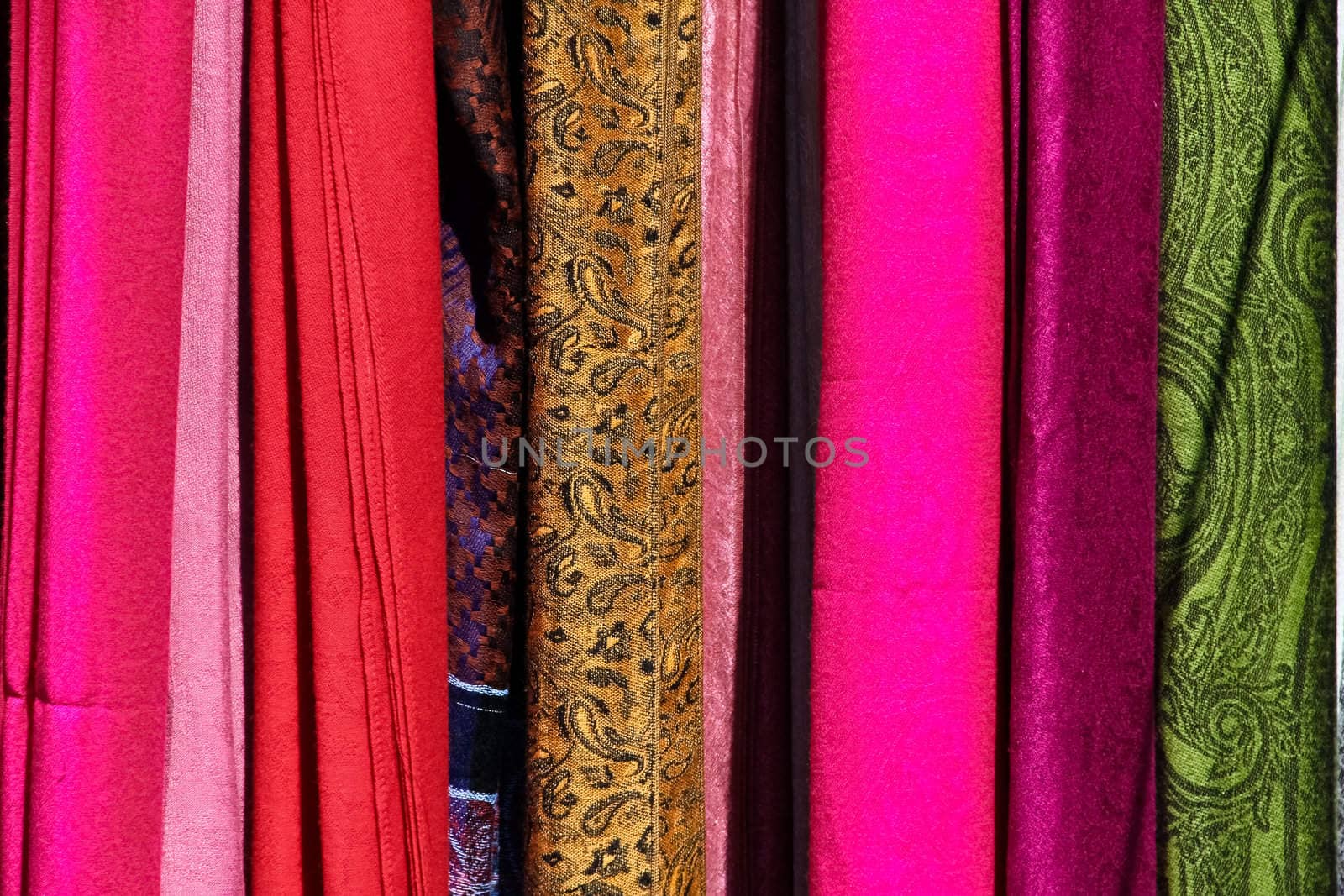 A set of colorful cloths at a market in Vienna