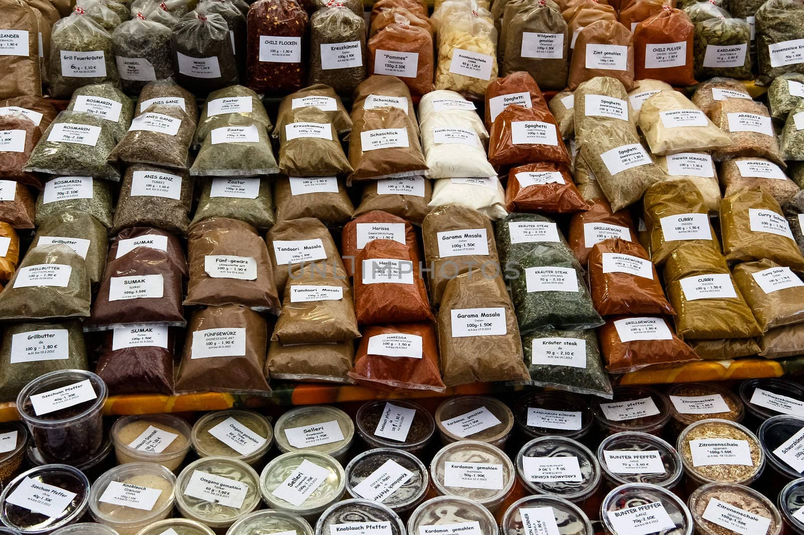 Herbs and spices on a market by kyrien