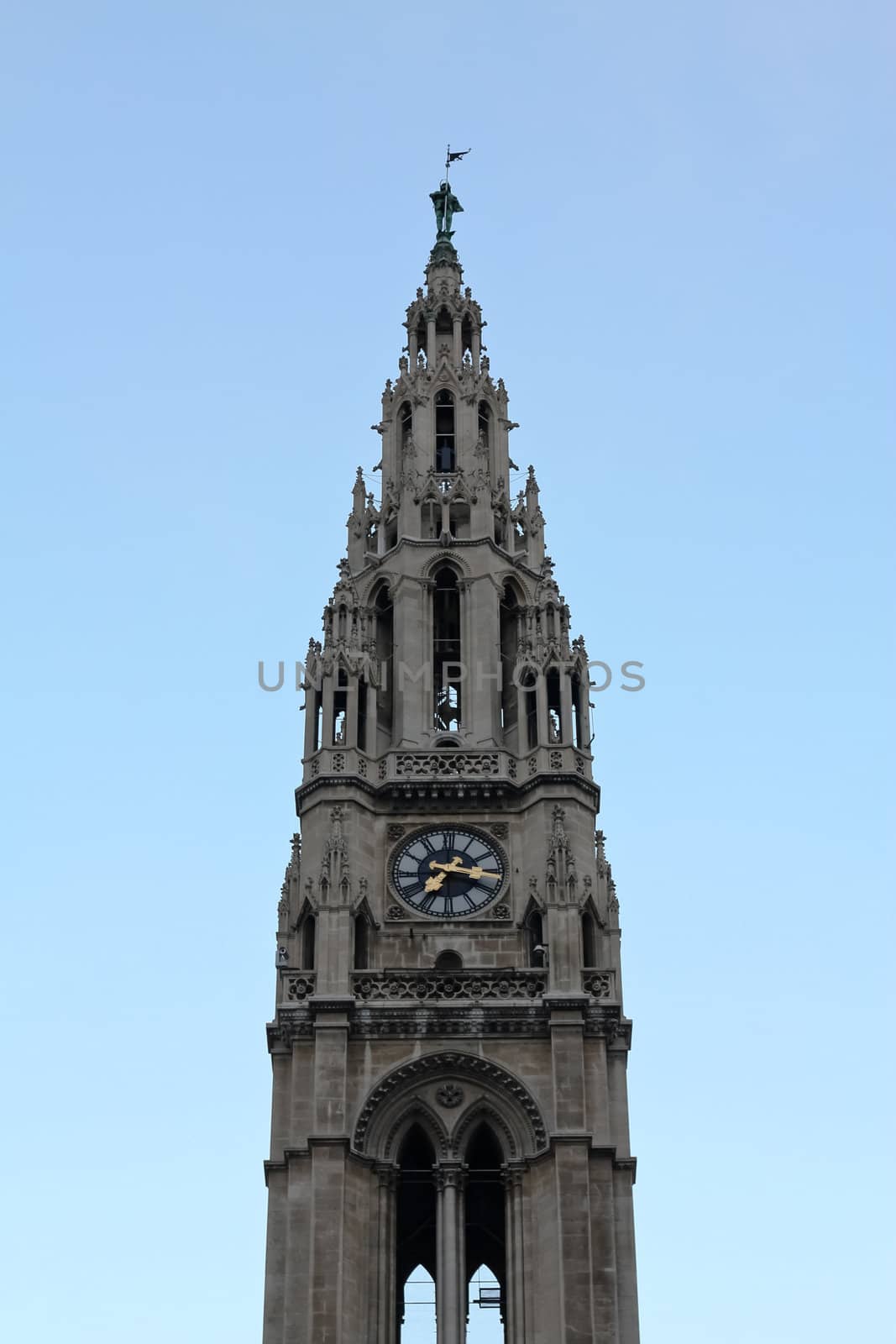 Gothic tower of Vienna's city hall in its imperial style