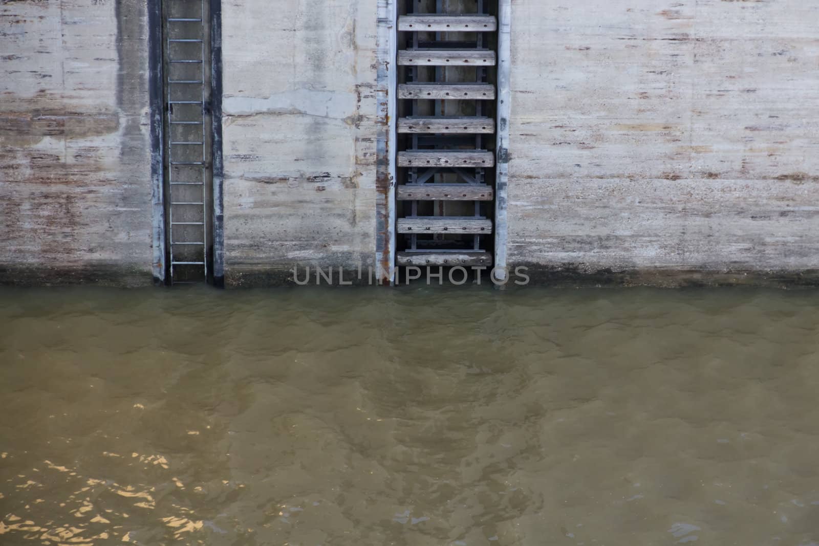 Ladders leading into water at a harbour in Vienna