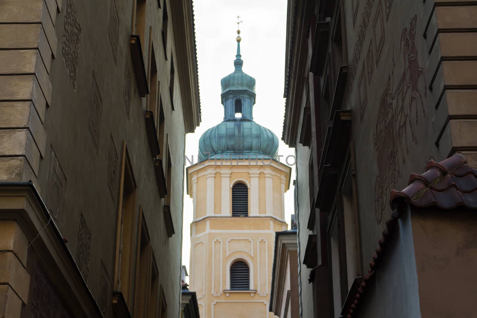 A narrow street in the center of Warsaw