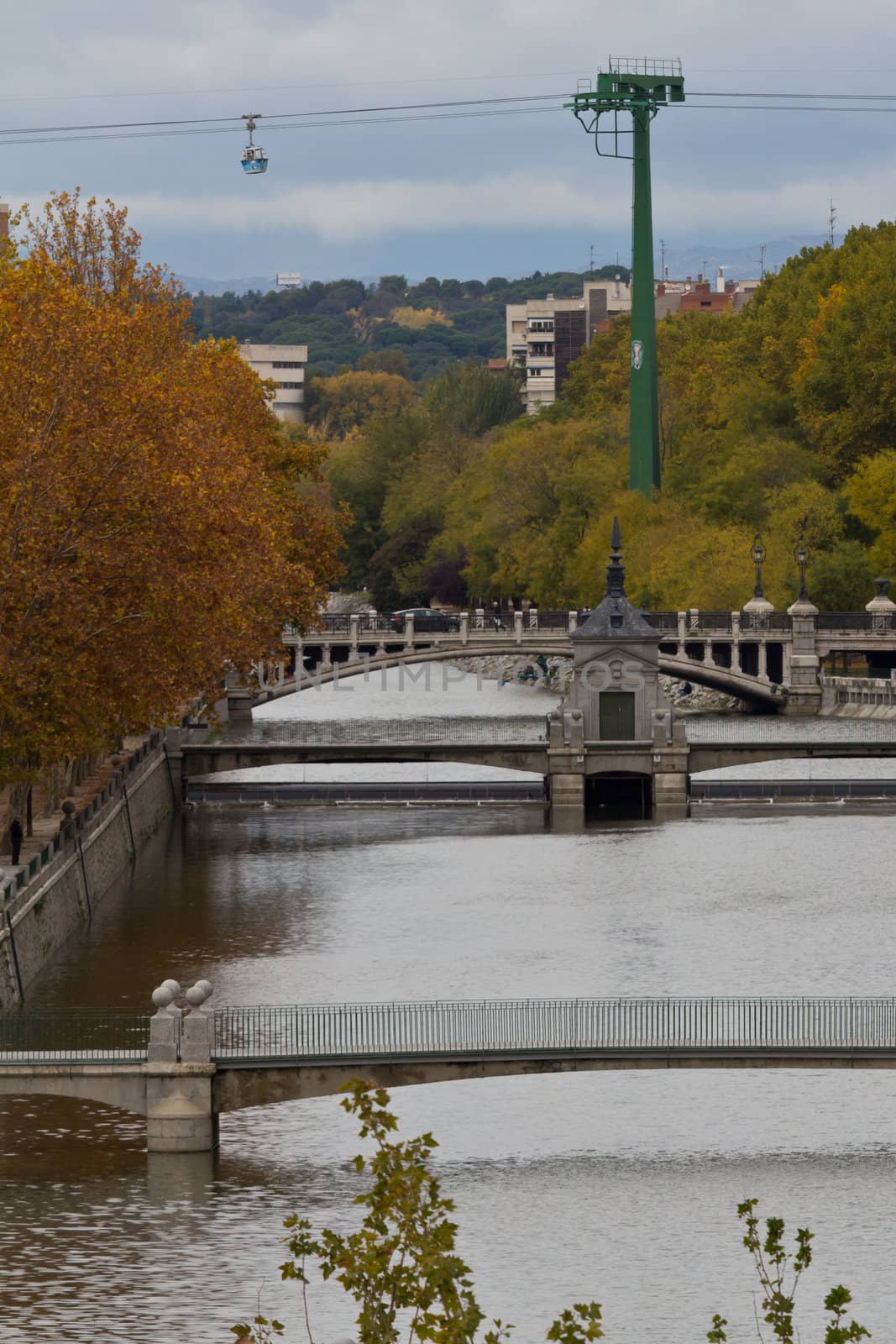 An aerial railway in the center of Madrid, Spain