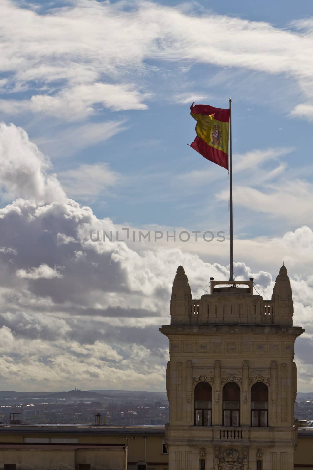 A view on Madrid from its town hall with a turbulent sky