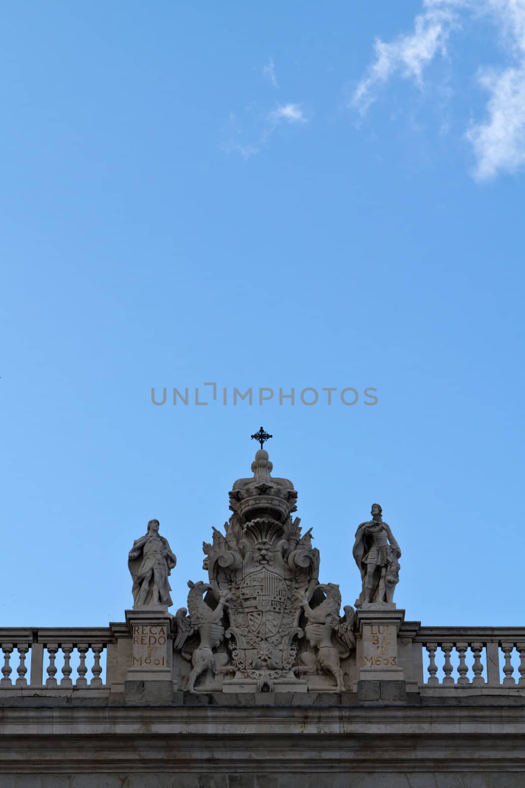 An architectural detail on the royal palace in Madrid