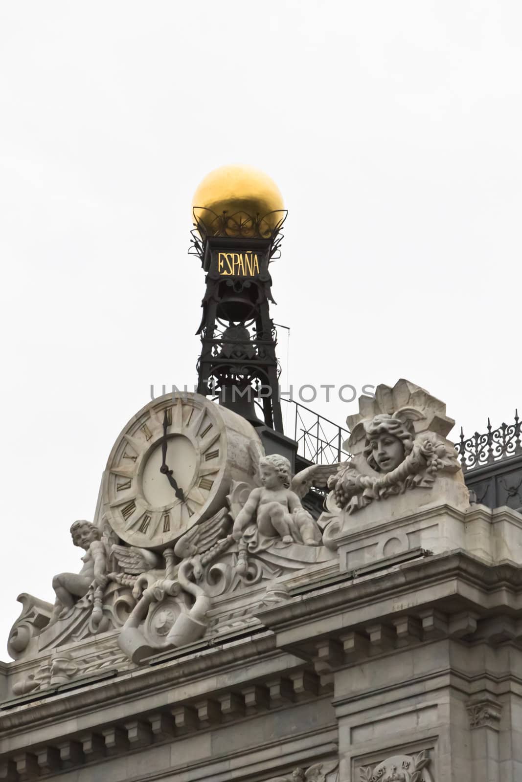 The golden ball of the Bank of Spain in Madrid