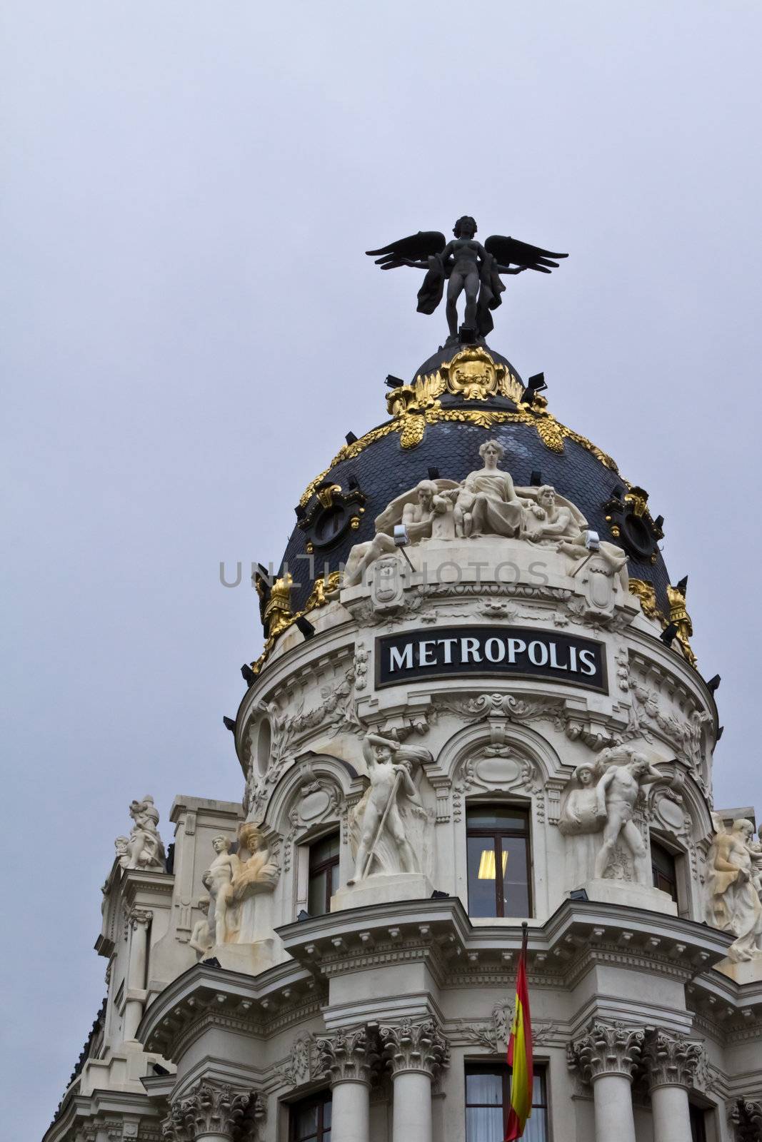 The well known Metropolis building in the center of Madrid