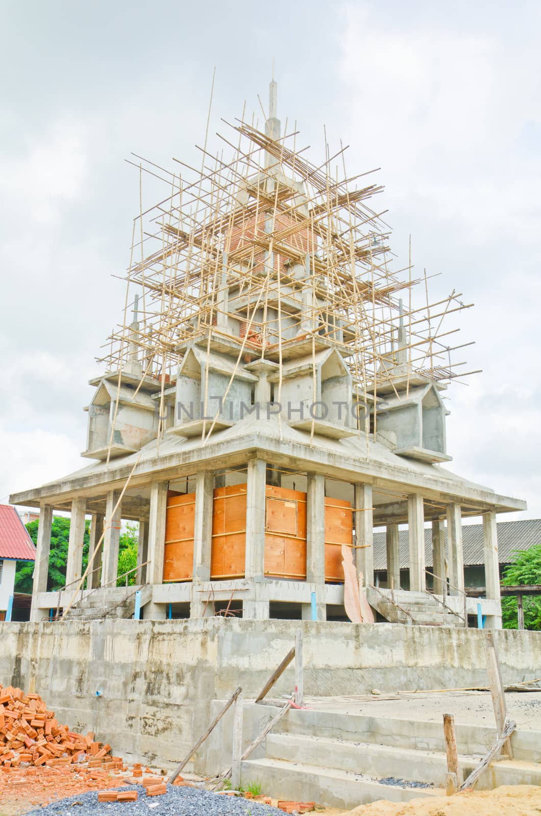 Buddha church at the Thai temple style