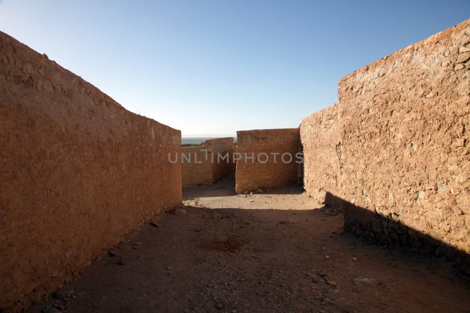 Ruins of mountain oasis Chebika at border of Sahara, Tunisia