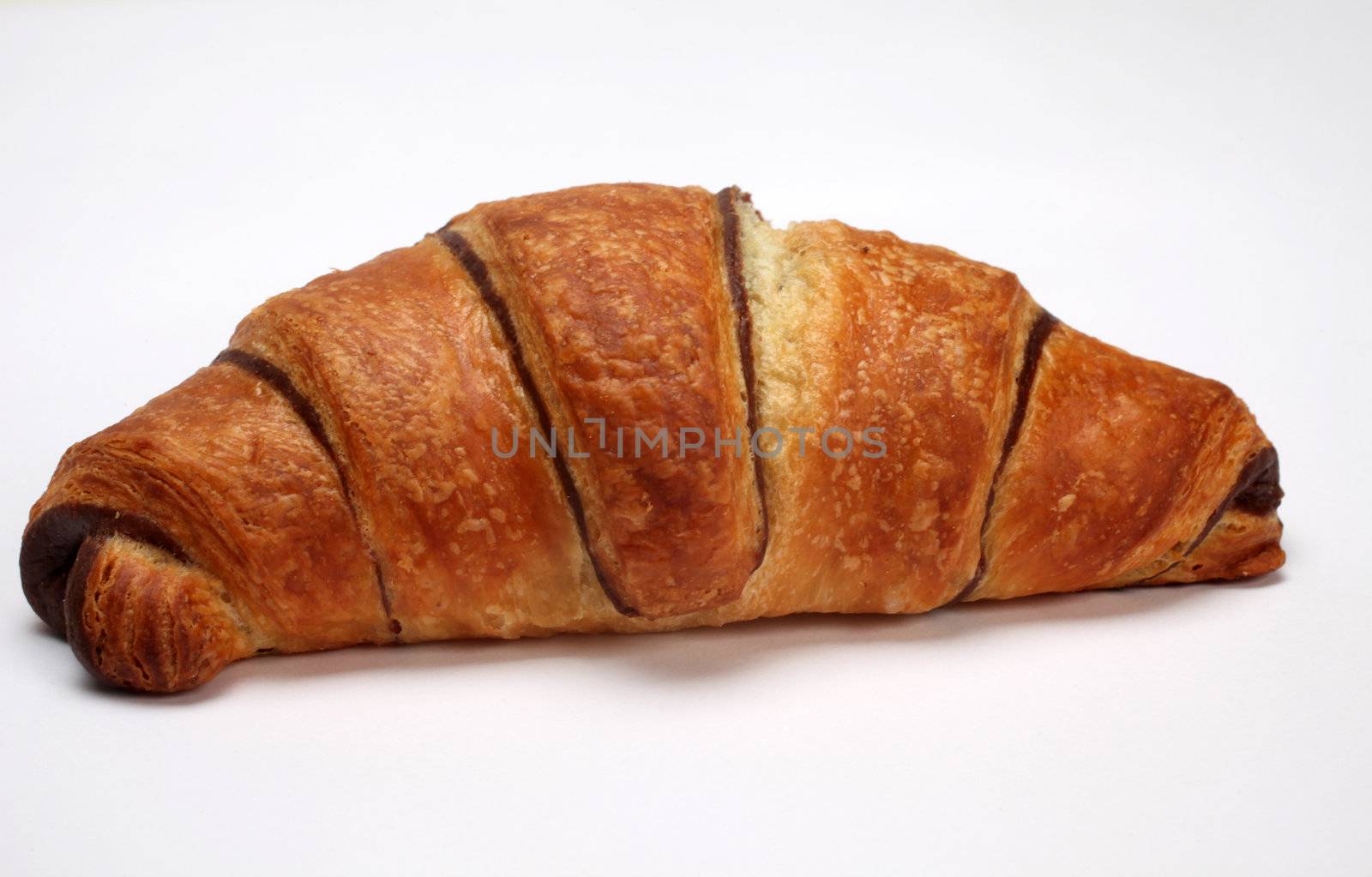 Chocolate croissant isolated on a white background