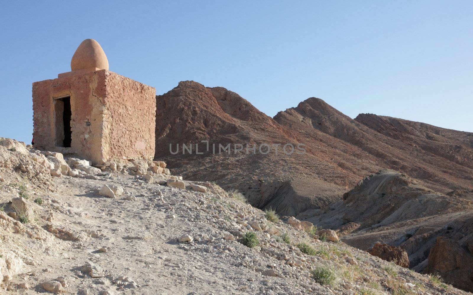 Ruins of mountain oasis Chebika at border of Sahara, Tunisia